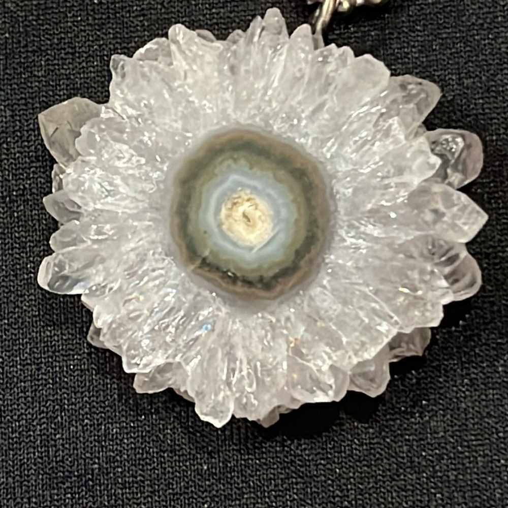 Stone Pendant & Hoop Earrings